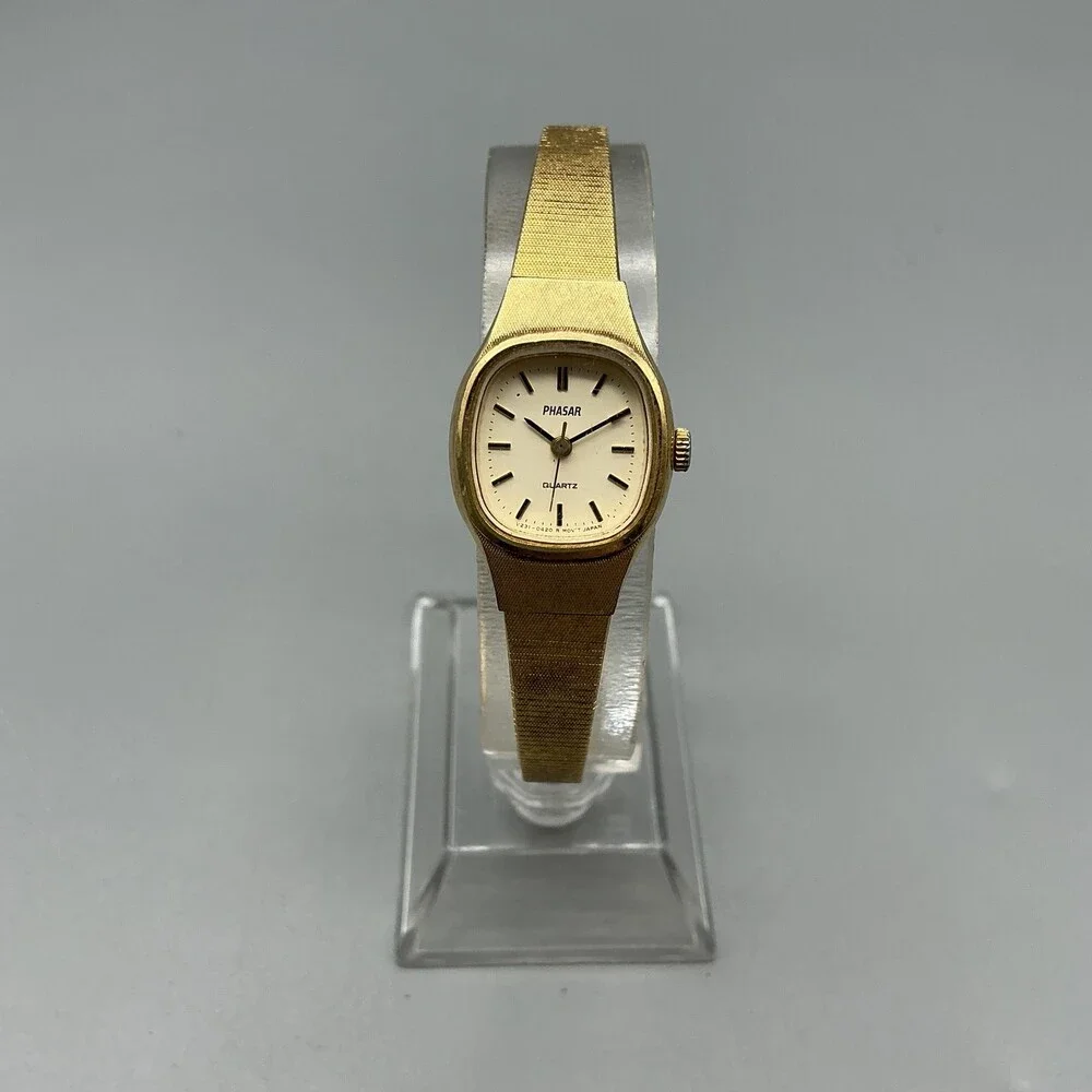 Vintage Phasar Womens Watch 18mm Cream Dial Gold Tone W231-5200 New Battery 7